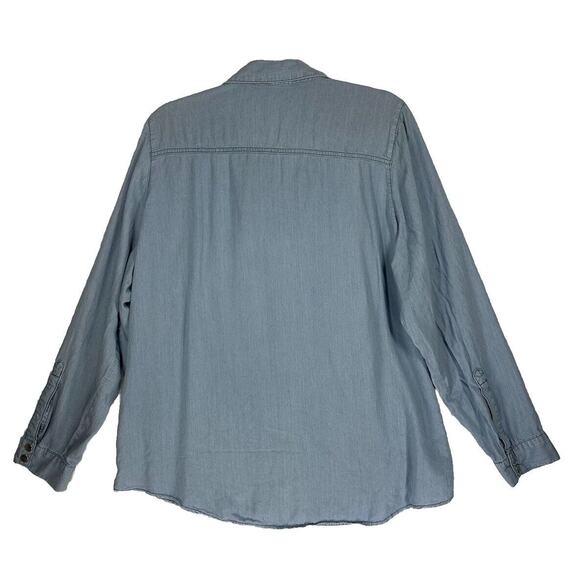 Masion Jules Top Women's XL Chambray Blue Blouse Snap Silver Buttons Western - Picture 6 of 11